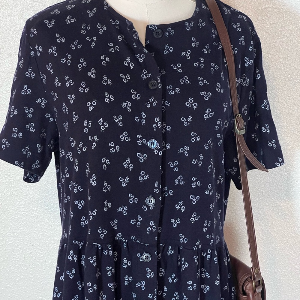 Talbots Navy Blue Floral Dress